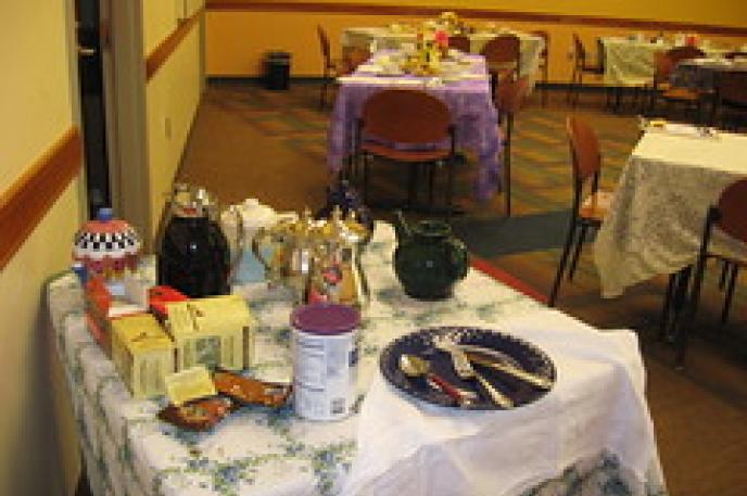 tea set at library