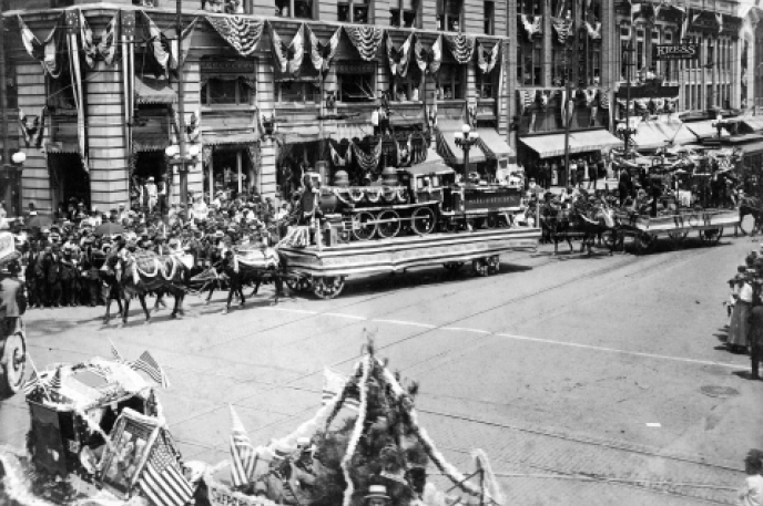 Floats from a Meck Day Parade, Courtesy of the Robinson-Spangler Carolina Room, Charlotte Mecklenburg Library.
